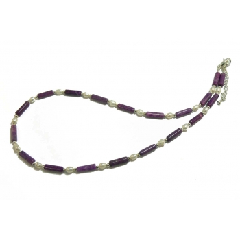 Purple Sugilite and Pearl Beaded Necklace Purple Sugilite and Pearl Beaded Necklace